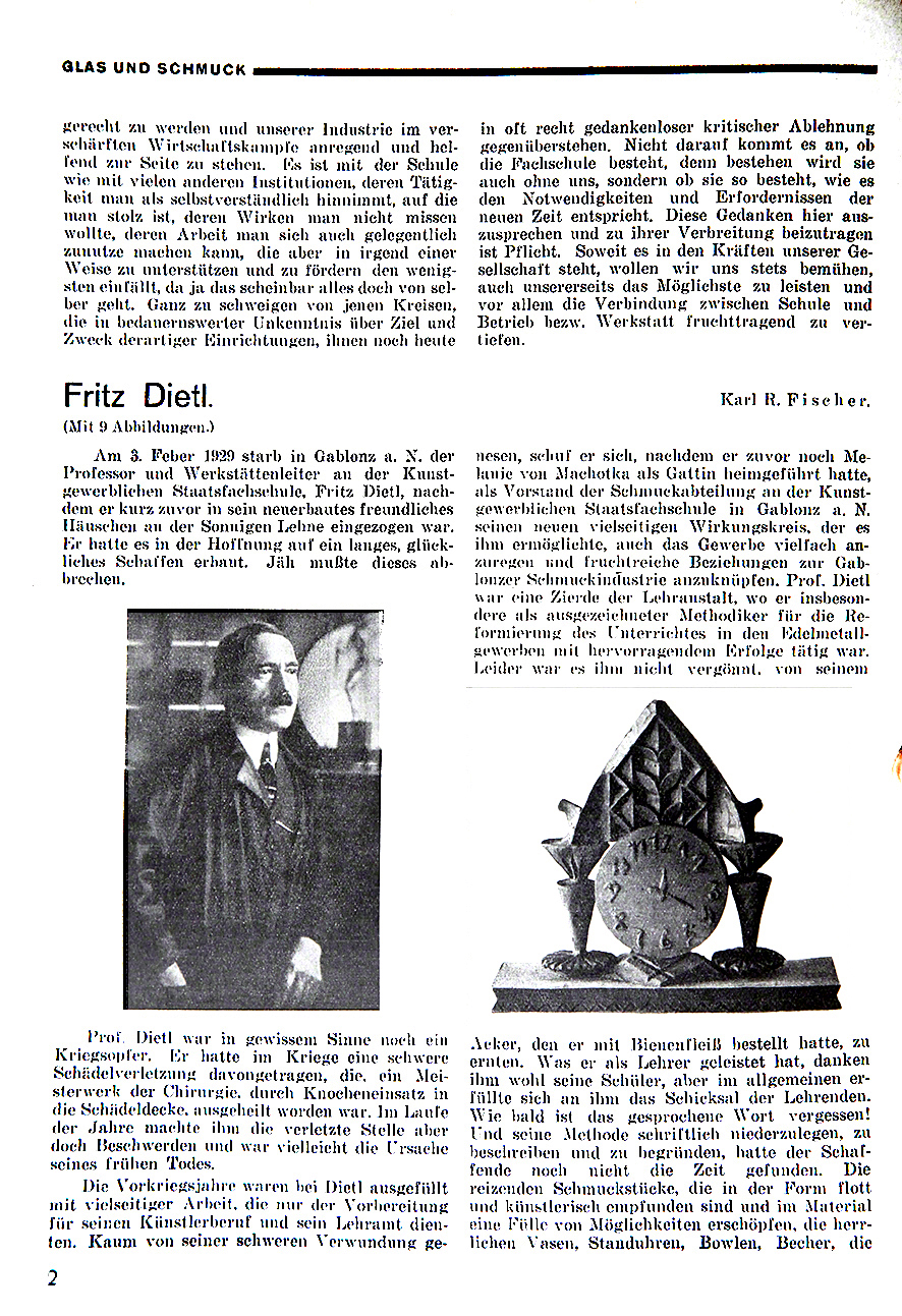 Fritz Dietl, Wien - Gablonz