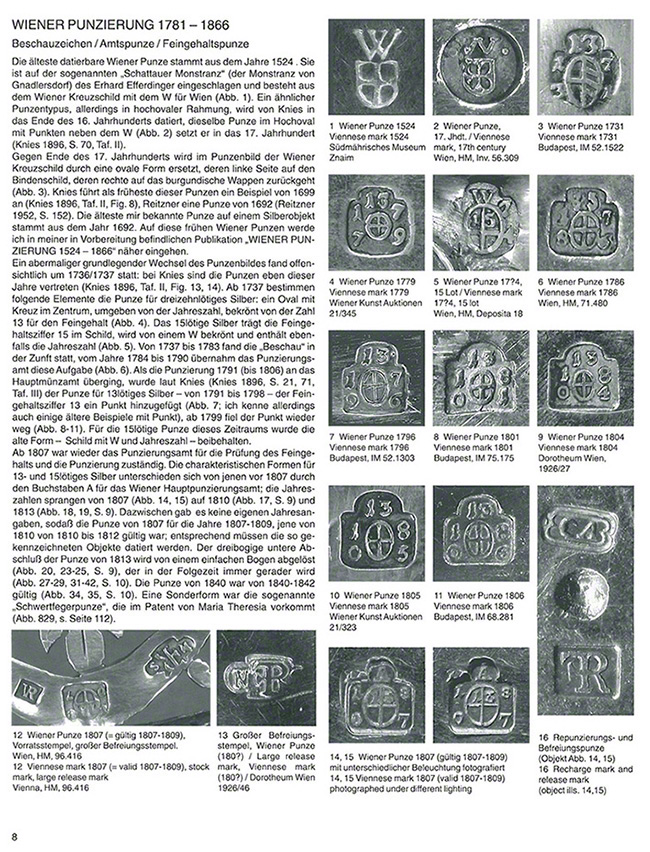 Wiener Silber Punzen 1781-1866